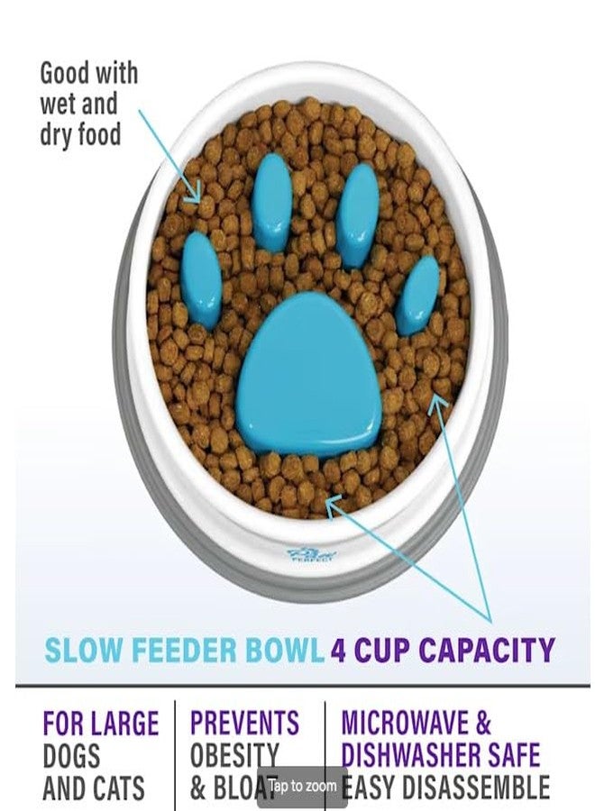 HOMENITY هومينيتي® - وعاء تغذية بطيء مضاد للاختناق للكلاب الصغيرة والجراء والقطط، وعاء بلاستيكي للحيوانات الأليفة (50 مل أبيض) - Image 3